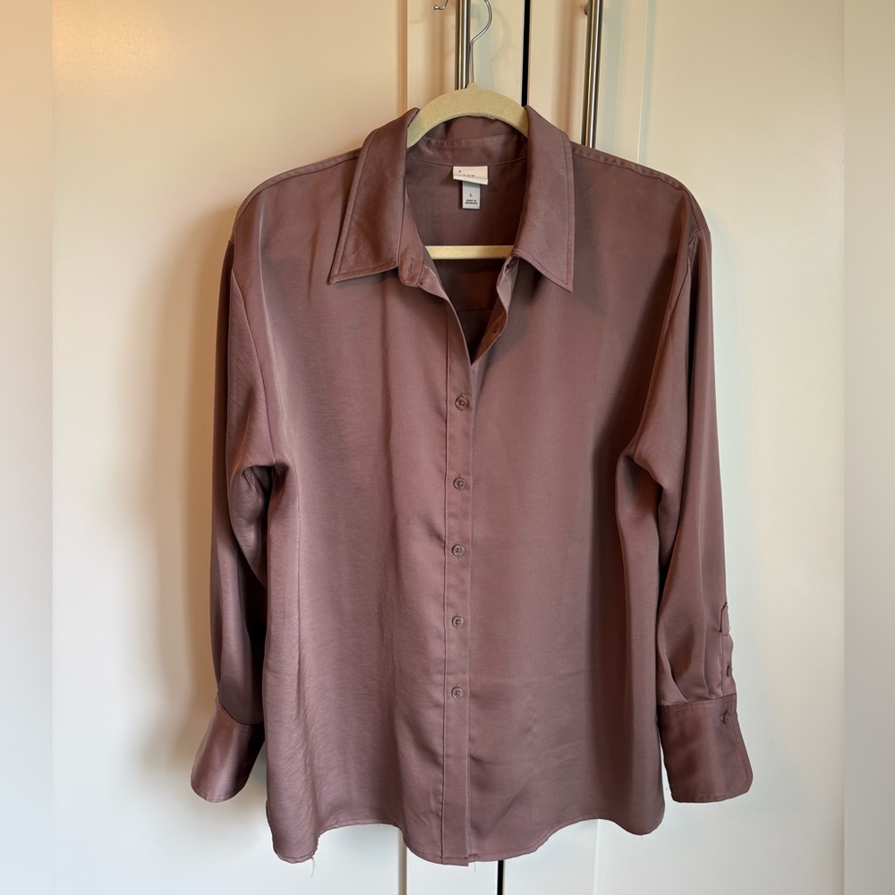 a new day Mauve Satin Blouse
